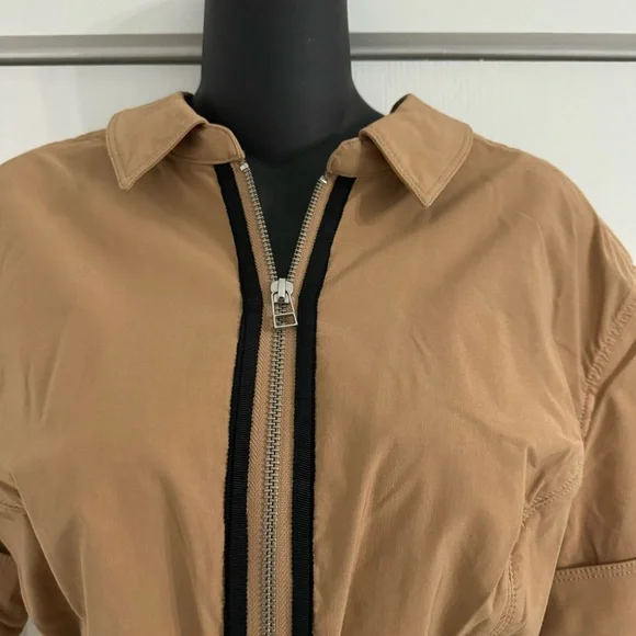 Anthropologie Maeve Tan Utility Shirt Dress Large NWT Zip Front Pockets - Picture 6 of 9